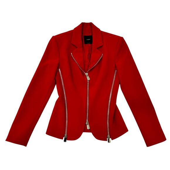 Pinko Jackets & Blazers - Pinko Moto Zip Blazer Women’s IT 36 US 6 Medium Red Y2K Biker McQueen